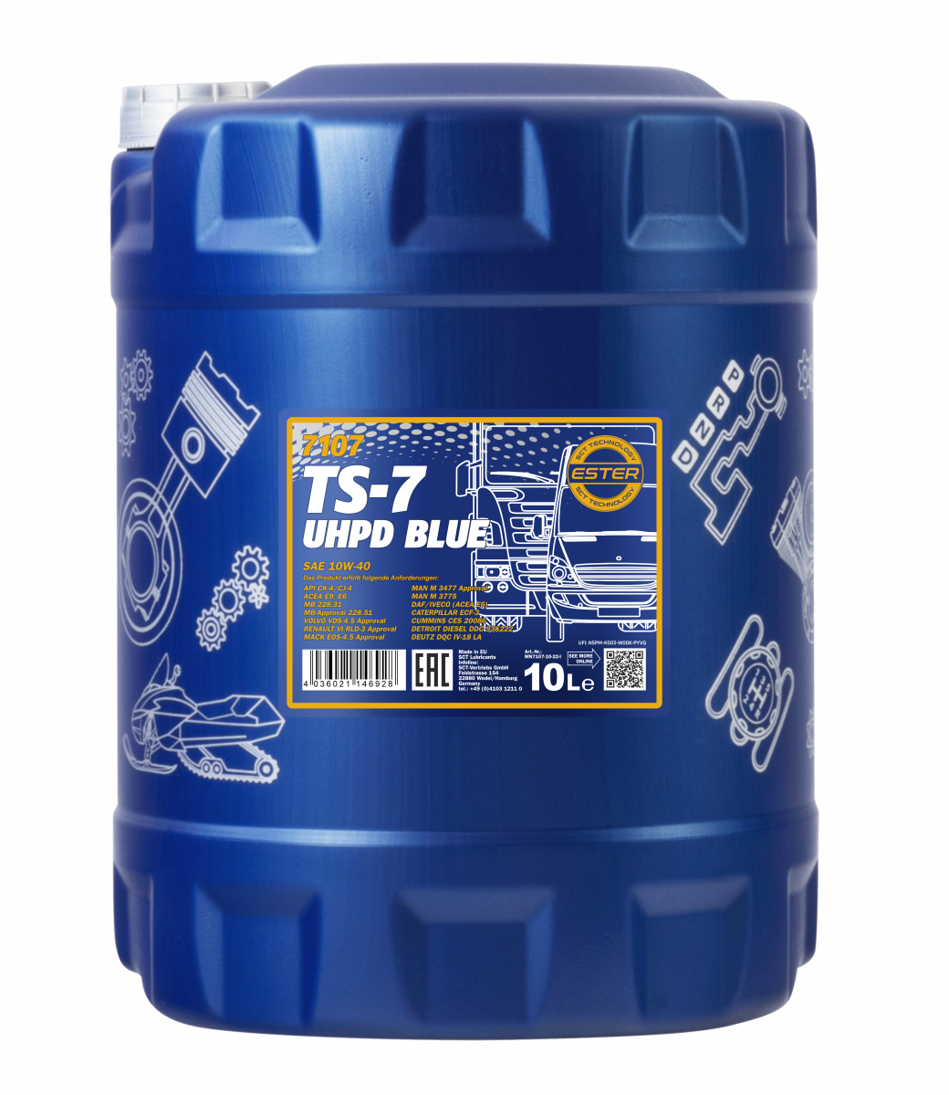 10/40 TS-7 Truck special UHPD Blue MANNOL  20л. синт. API CK-4/CJ-4 Масло моторное